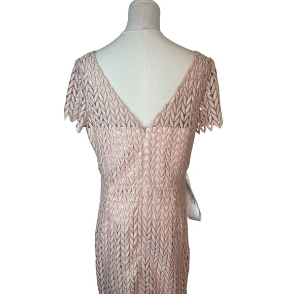 NWT Kay Unger New York Size 10 Lace Overlay Dress Blush Pink Polyester Blend - Picture 12 of 16